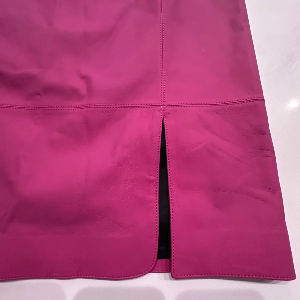 Leather Lafayette 148 New York‎ Pink Pencil Skirt Knee-Length with Slit